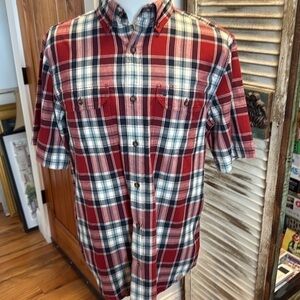 Carhartt Red and White Casual Short Sleeve Button Down Shirt